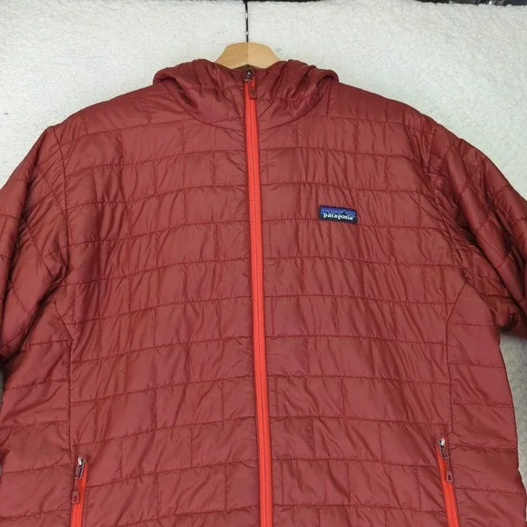 Patagonia Mens Nano Puff Hoody Jacket 84222 Full Zip Quilted Orange Large Hoodie - Picture 3 of 10